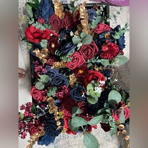Navy burgundy and gold flower centerpieces (Flowers only)